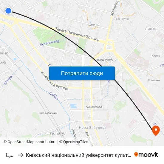Цирк to Київський національний університет культури і мистецтв map