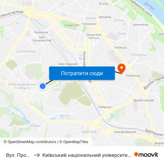 Вул. Протасів Яр to Київський національний університет культури і мистецтв map