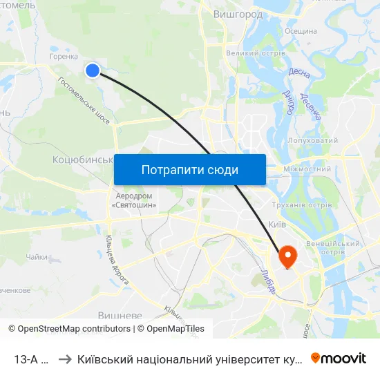 13-А Лінія to Київський національний університет культури і мистецтв map