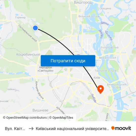 Вул. Квітки Цісик to Київський національний університет культури і мистецтв map