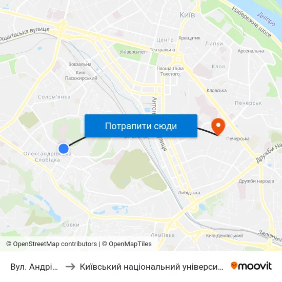 Вул. Андрія Головка to Київський національний університет культури і мистецтв map