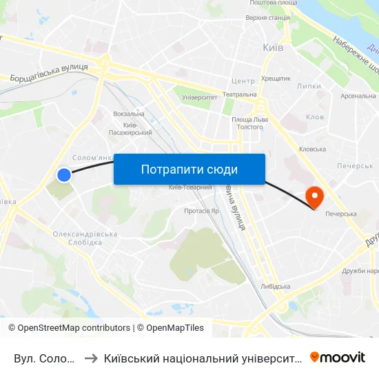 Вул. Солом'Янська to Київський національний університет культури і мистецтв map