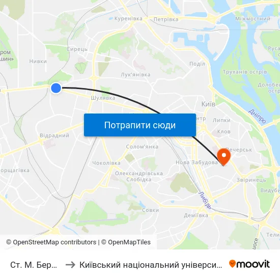 Ст. М. Берестейська to Київський національний університет культури і мистецтв map