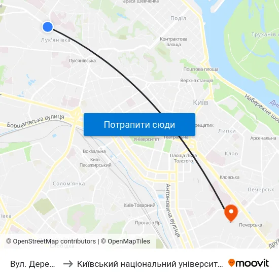 Вул. Деревлянська to Київський національний університет культури і мистецтв map