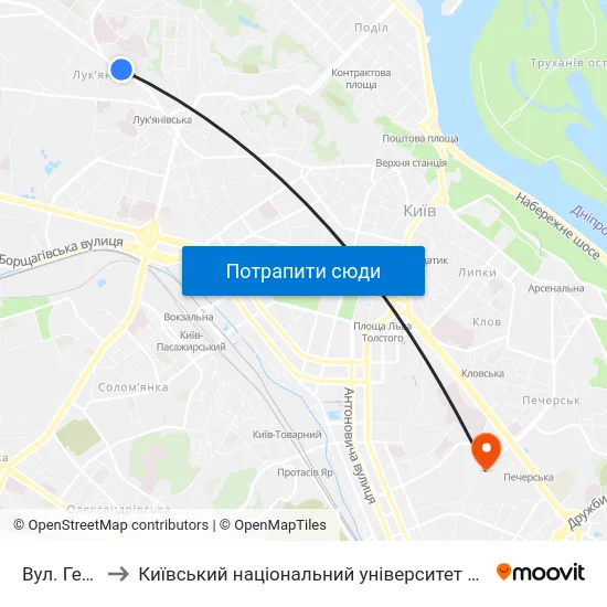 Вул. Герцена to Київський національний університет культури і мистецтв map