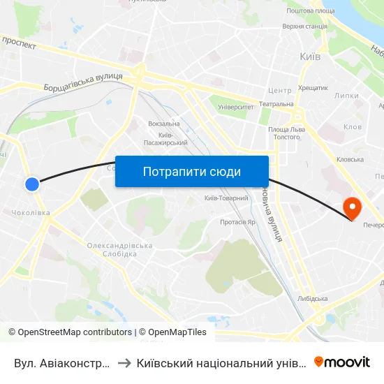 Вул. Авіаконструктора Антонова to Київський національний університет культури і мистецтв map