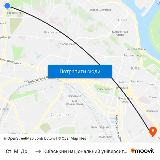 Ст. М. Дорогожичі to Київський національний університет культури і мистецтв map