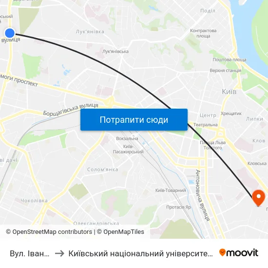Вул. Івана Гонти to Київський національний університет культури і мистецтв map
