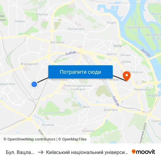 Бул. Вацлава Гавела to Київський національний університет культури і мистецтв map