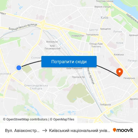 Вул. Авіаконструктора Антонова to Київський національний університет культури і мистецтв map