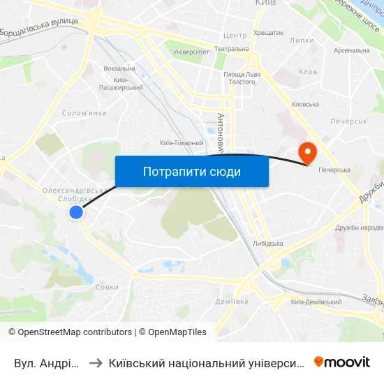 Вул. Андрія Головка to Київський національний університет культури і мистецтв map