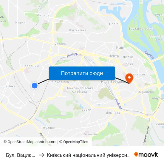 Бул. Вацлава Гавела to Київський національний університет культури і мистецтв map