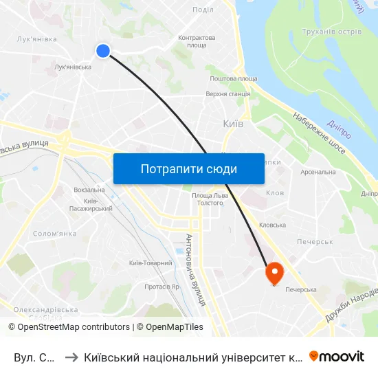 Вул. Соляна to Київський національний університет культури і мистецтв map