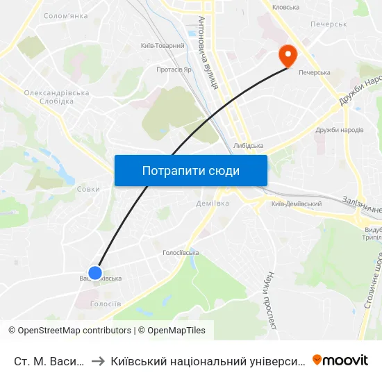Ст. М. Васильківська to Київський національний університет культури і мистецтв map