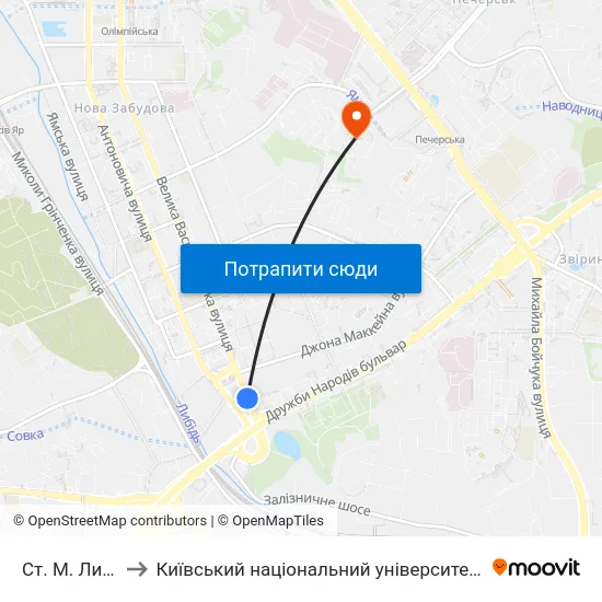 Ст. М. Либідська to Київський національний університет культури і мистецтв map