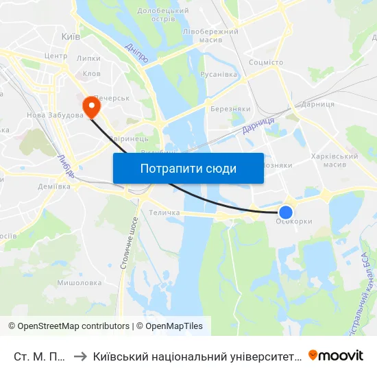 Ст. М. Позняки to Київський національний університет культури і мистецтв map