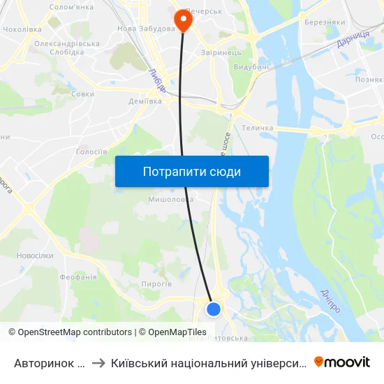 Авторинок Чапаєвка to Київський національний університет культури і мистецтв map
