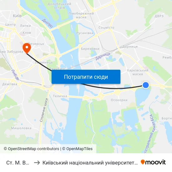 Ст. М. Вирлиця to Київський національний університет культури і мистецтв map