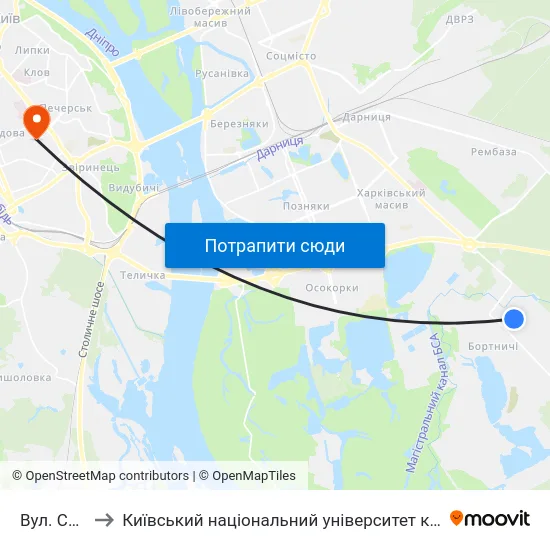 Вул. Садова to Київський національний університет культури і мистецтв map
