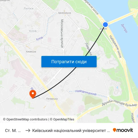 Ст. М. Дніпро to Київський національний університет культури і мистецтв map