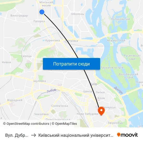 Вул. Дубровицька to Київський національний університет культури і мистецтв map