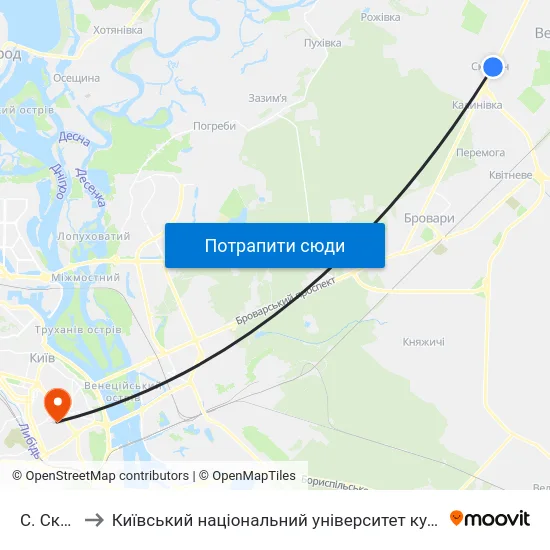С. Скибин to Київський національний університет культури і мистецтв map