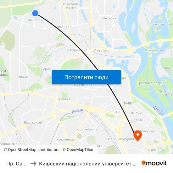 Пр. Свободи to Київський національний університет культури і мистецтв map