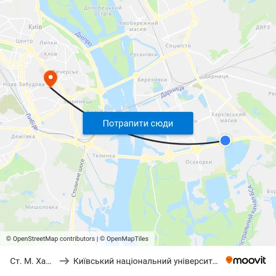 Ст. М. Харківська to Київський національний університет культури і мистецтв map