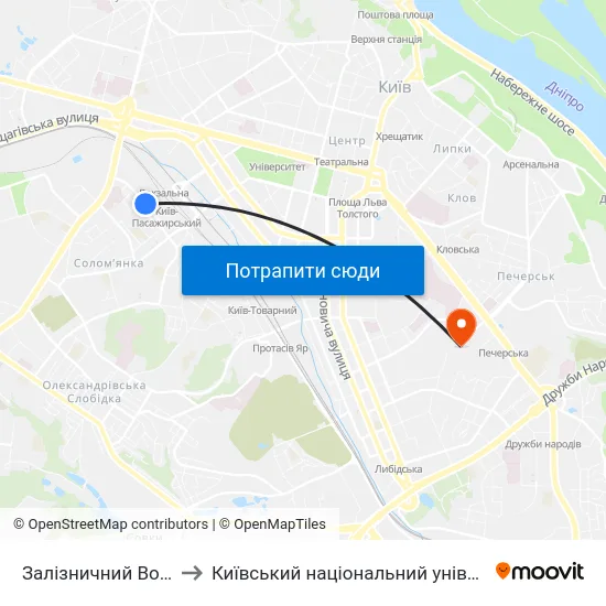Залізничний Вокзал Південний to Київський національний університет культури і мистецтв map