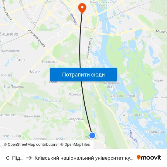 С. Підгірці to Київський національний університет культури і мистецтв map