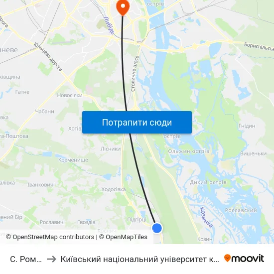 С. Романків to Київський національний університет культури і мистецтв map