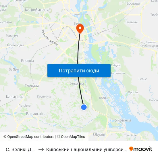 С. Великі Дмитровичі to Київський національний університет культури і мистецтв map