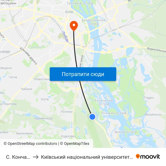 С. Конча-Заспа to Київський національний університет культури і мистецтв map