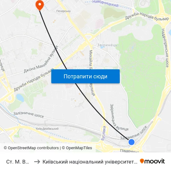 Ст. М. Видубичi to Київський національний університет культури і мистецтв map
