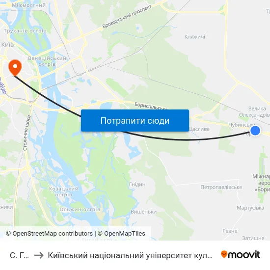 С. Гора to Київський національний університет культури і мистецтв map