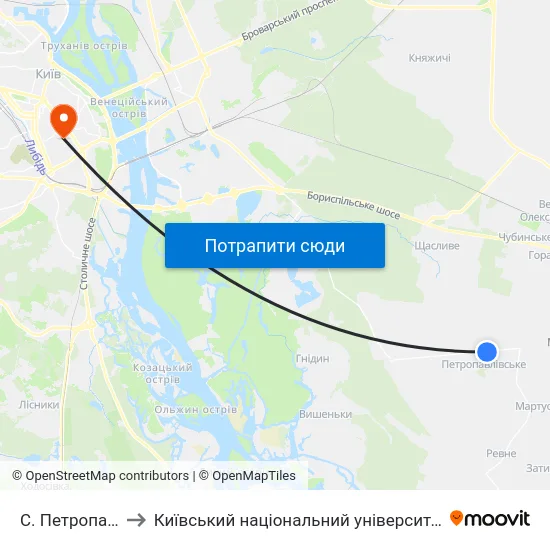 С. Петропавлівське to Київський національний університет культури і мистецтв map