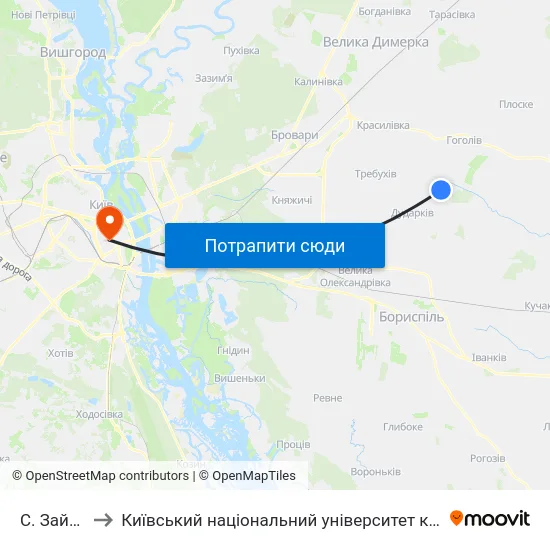 С. Займище to Київський національний університет культури і мистецтв map