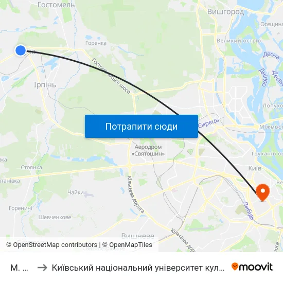М. Буча to Київський національний університет культури і мистецтв map
