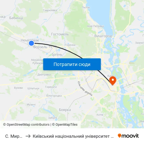 С. Мироцьке to Київський національний університет культури і мистецтв map