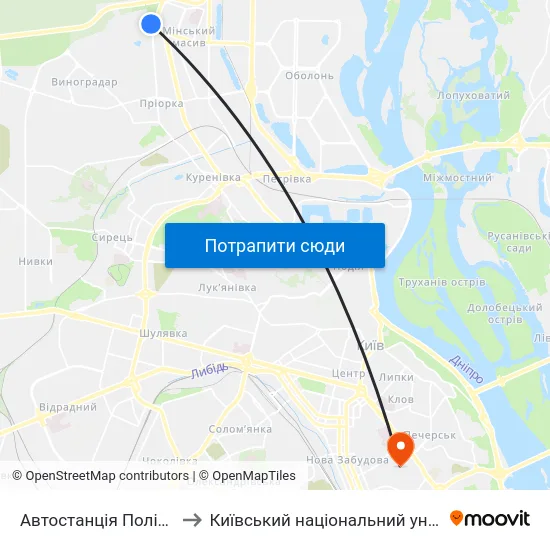 Автостанція Полісся (Платформа №4) to Київський національний університет культури і мистецтв map