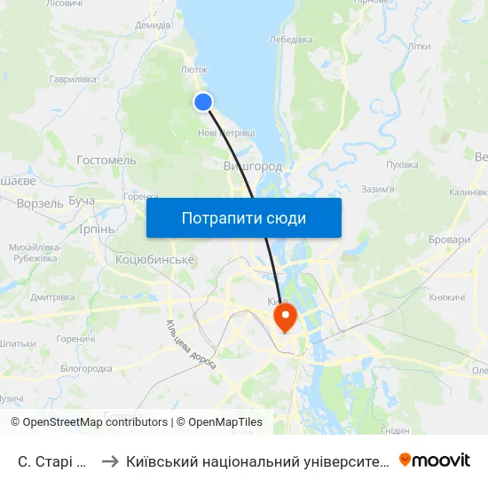 С. Старі Петрівці to Київський національний університет культури і мистецтв map