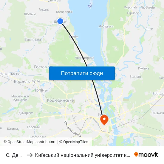 С. Демидів to Київський національний університет культури і мистецтв map