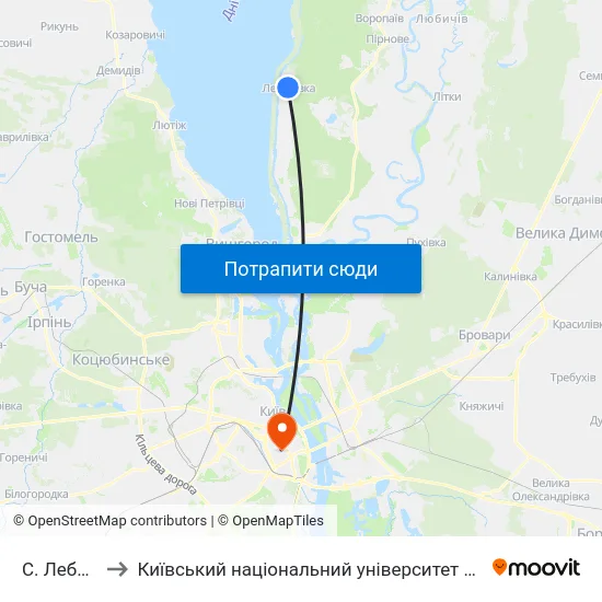 С. Лебедівка to Київський національний університет культури і мистецтв map