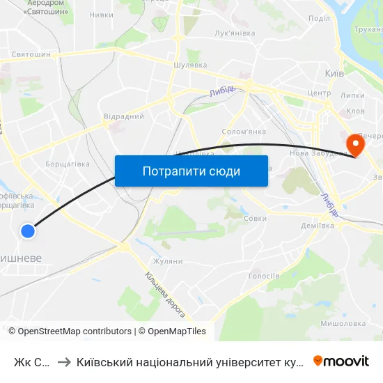 Жк Софія to Київський національний університет культури і мистецтв map
