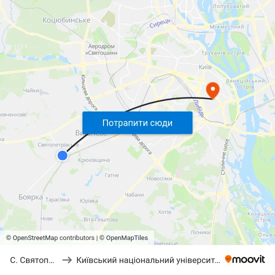 С. Святопетрівське to Київський національний університет культури і мистецтв map