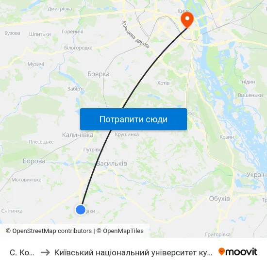 С. Кодаки to Київський національний університет культури і мистецтв map