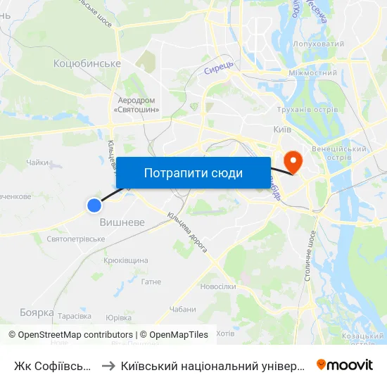 Жк Софіївський Квартал to Київський національний університет культури і мистецтв map