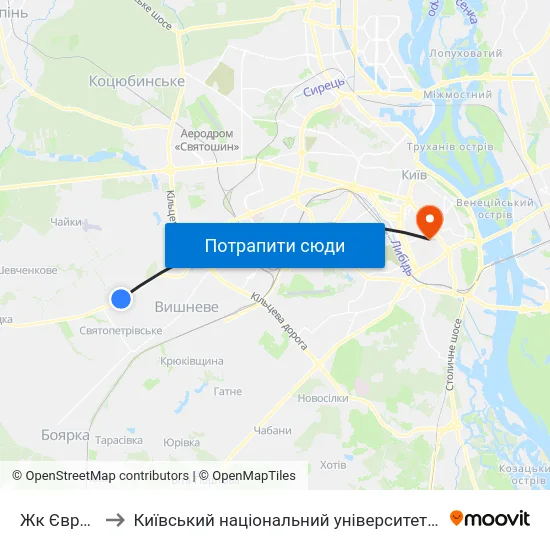 Жк Європейка to Київський національний університет культури і мистецтв map