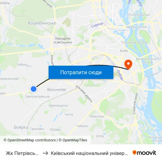 Жк Петрівський Квартал to Київський національний університет культури і мистецтв map