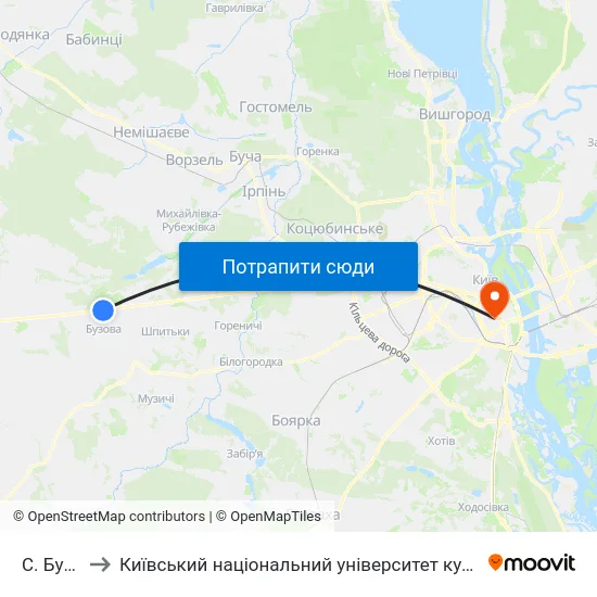 С. Бузова to Київський національний університет культури і мистецтв map